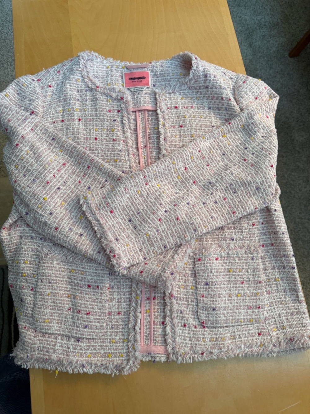 kate spade Light Pink Tweed Jacket with Multicolor Flecks